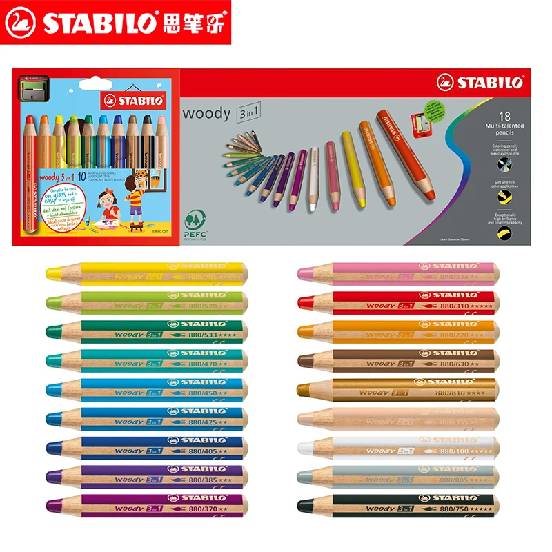 Solúvel em Água Pces Alemão Stabilo Invencível Cor Crayon 886 Ultra Grosso Escova Conjunto 6 – 10 18
