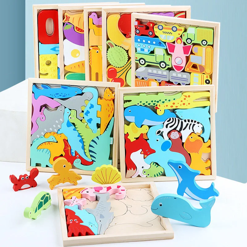 Colorful 3D Puzzle Wooden Toys High Quality Tangram Math Jigsaw Game Children Preschool Imagination Educational Toys for Kids