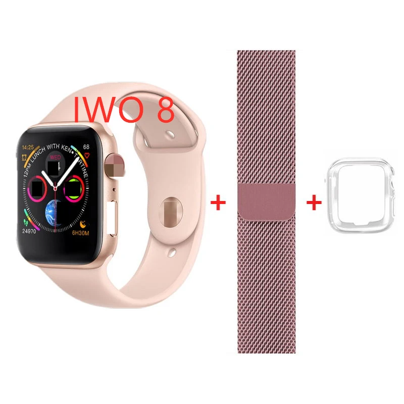 IWO 8 PLUS+ Миланский ремешок+ защитный чехол 44 мм часы 4 сердечного ритма Смарт часы для apple iPhone Android reloj deportivo hombre