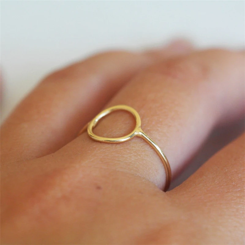 14K 골드 채워진 10mm 오픈 서클 링 Boho 미니멀리스트 너클 링 골드 쥬얼리 Anillos Mujer 골드 액세서리 여성용 반지