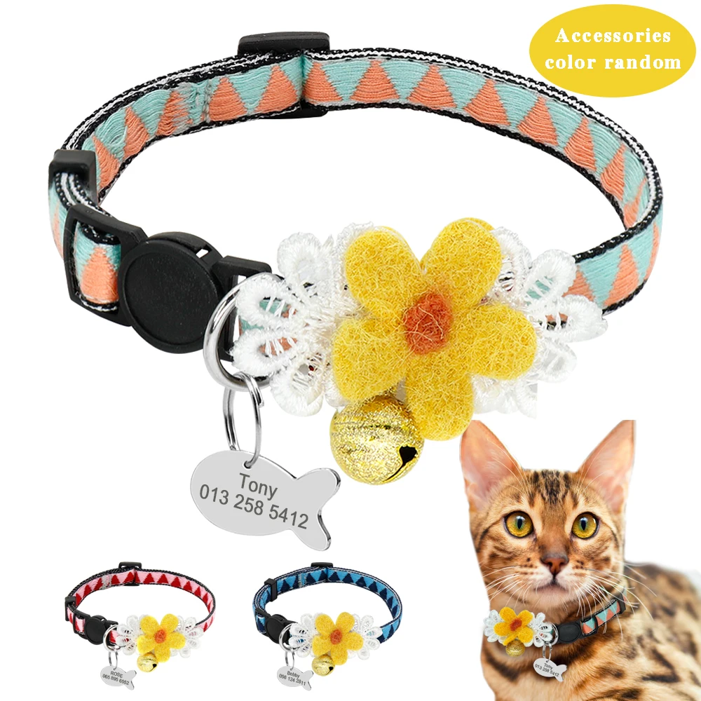 Cute Puppy Cat Collar Quick Release Pet Cat Collars Safety Pet ID Tag