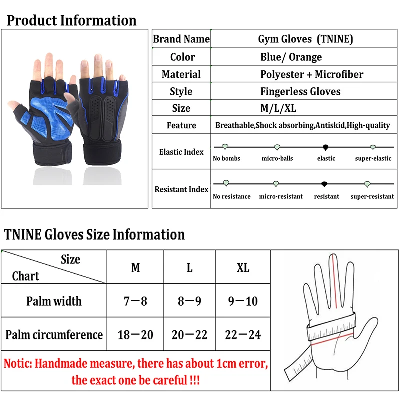 Outdoor Bodybuilding Sport Gym Gloves Wrist Wrap Weight Fitness Men Gloves Half Finger Breathable Anti-skid Support Women Gloves 6