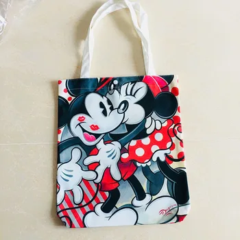 

Mickey Couple Fashion Anime Foldable Canvas Shopping Bag Casual Shoulder Bags Customized Tote Handbag Lady Girl New