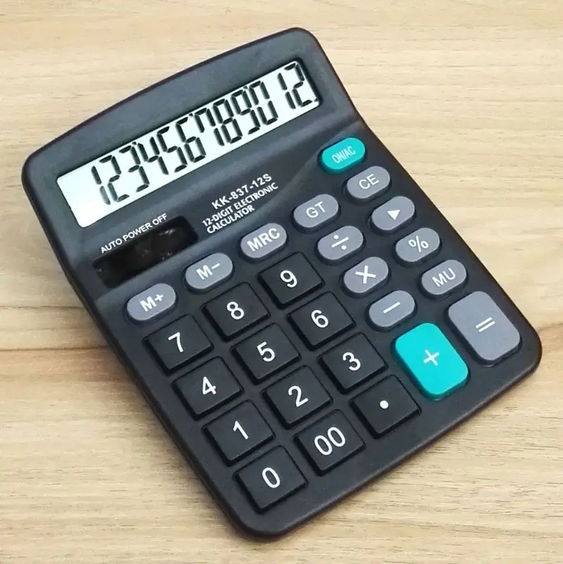 5 Pack Black 12 Digit Dual Power Handheld Desktop Calculator with LCD Display AXYF 4