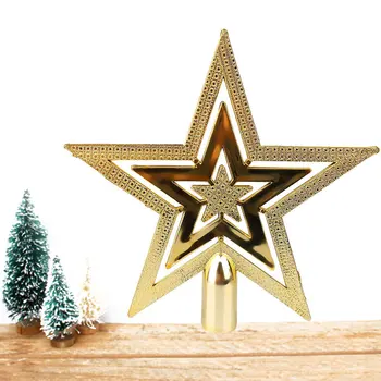 

Christmas Tree Decorative Topper Star Gold Three Layers Home Table Ornament