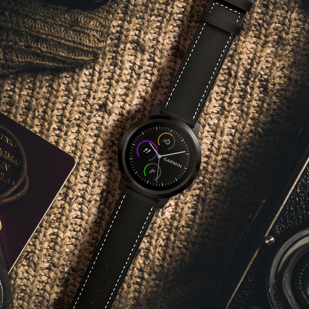 UEBN 20 мм кожаный ремешок на запястье для Garmin Vivoactive 3 музыкальный браслет ремешок для vivomove HR Forerunner 245 645 Ремешки для наручных часов