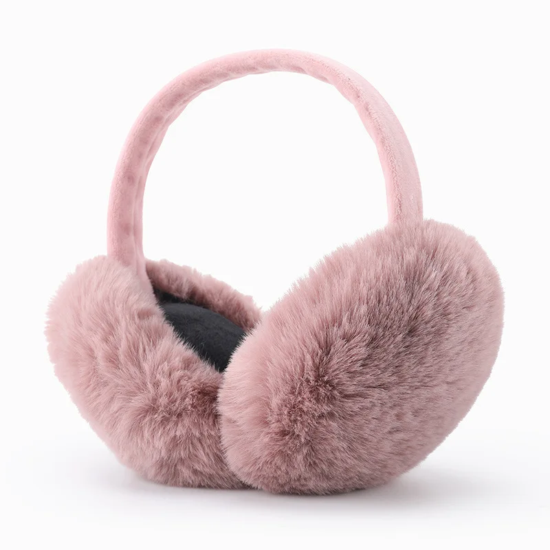 dark pink Новые меховые одноцветные женские наушники осень и зима теплые и удобные унисекс лыжные меховые наушники шлем antibruit милый - Цвет: dark pink