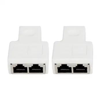 

RJ45 Splitter Adapter 1 To 2 Dual Female Port CAT 6 Adapter One Pair White For Computer Computer Connectors
