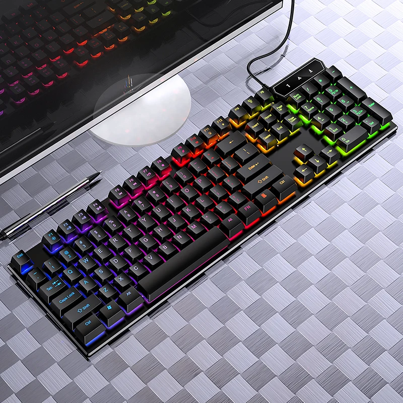 RGB клавиатура с смешанной подсветкой плавающие клавиши USB Проводная игровая 104