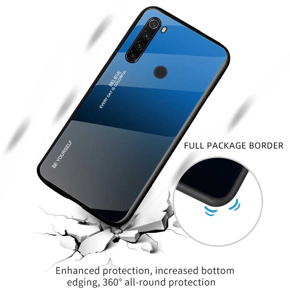 Градиентный чехол из закаленного стекла для телефона для Xiaomi Redmi Note 8 T 8 T 8A роскошный цветной стеклянный чехол для Redmi Note 8 Pro Fundas задняя крышка