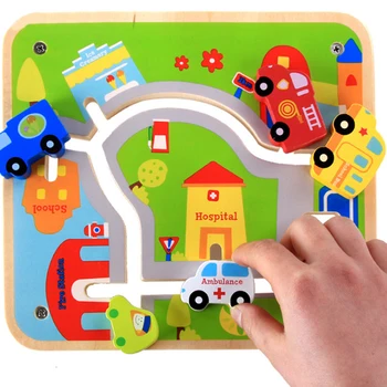 

Creative Cars Building Blocks Early Education Baby Kids Toys Wooden Track Cartoon Building Block City Childhood Educational Toys