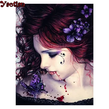 

5d Diamond Painting Vampire Woman butterfly Cross Stitch Full Drill Square Rhinestones Embroidery Sale Home Decor Gift Diy