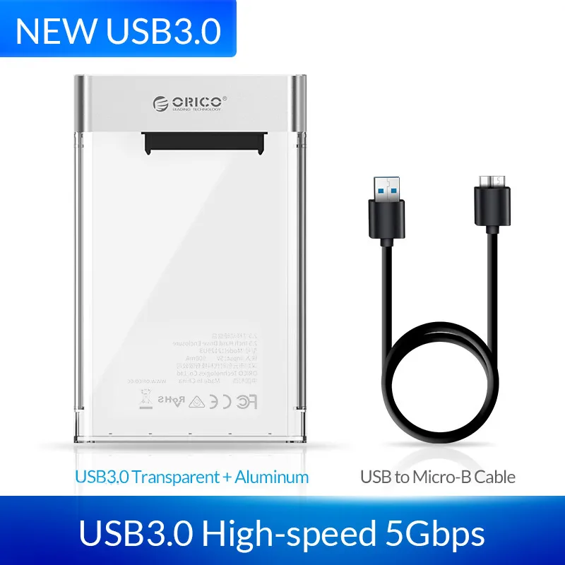 3.5 hdd enclosure ORICO 2.5" HDD Case SATA to USB 3.0 5Gbps 4TB Hard Disk Case Add Metal HDD Enclosure Transparent HDD Housing Support UASP internal hard disk case to make external HDD Box Enclosures