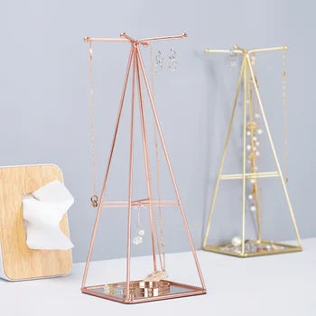 

1 Pcs Nordic Style Gold Wrought Iron Jewelry Storage Rack Creative Jewelry Earrings Display Storage Shelf Makeup Organizer
