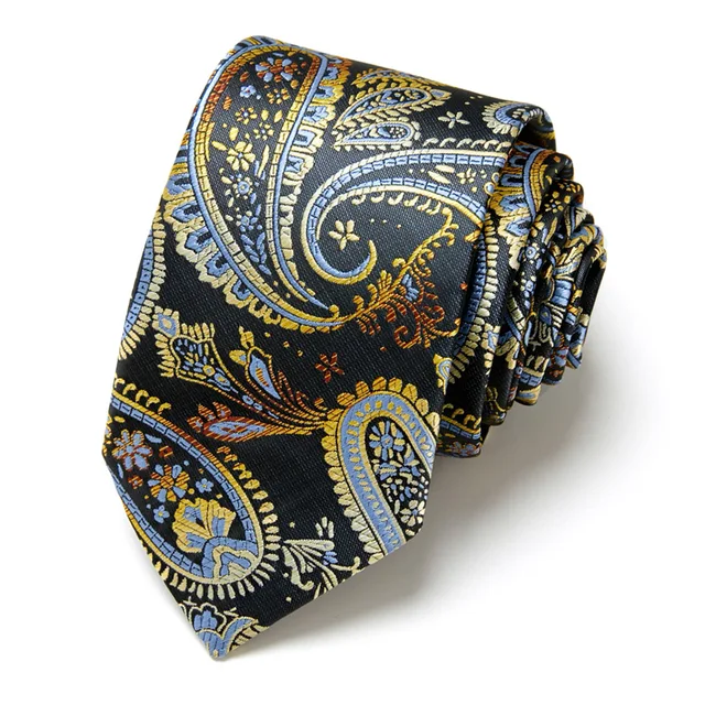 Novelty Ties Men's Fashion Tie  7.5cm Blue Necktie Green & Orange Color Neck Tie For Men Paisley Floral Bowtie Wedding L189