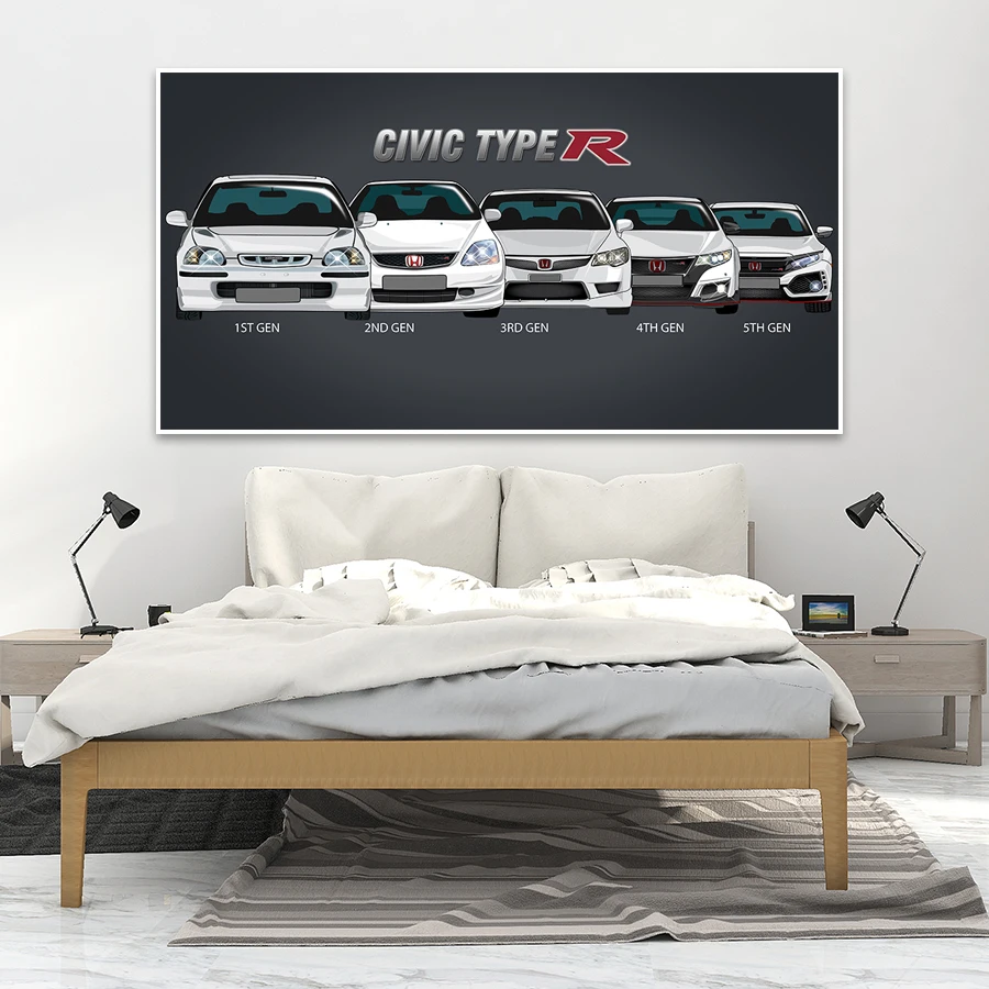 Wall Art Modular Picture 1 pieces Posters Canvas HD Printed Retro Honda CIVIC Car Painting Modern Home Decoration Living Room