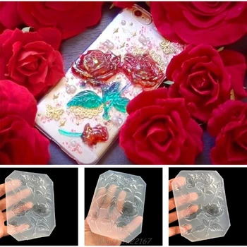 

New Mirror DIY Handmade UV Crystal Epoxy Mold With Leaf Big Rose Jewelry Pendant Accessories N10 20 Dropshipping