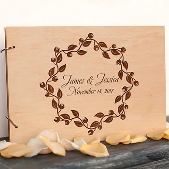 

Personalized Wood Wedding Book Photo Wedding Guest Book Photo Guestbook Calligraphy Guest book Custom Wedding Album