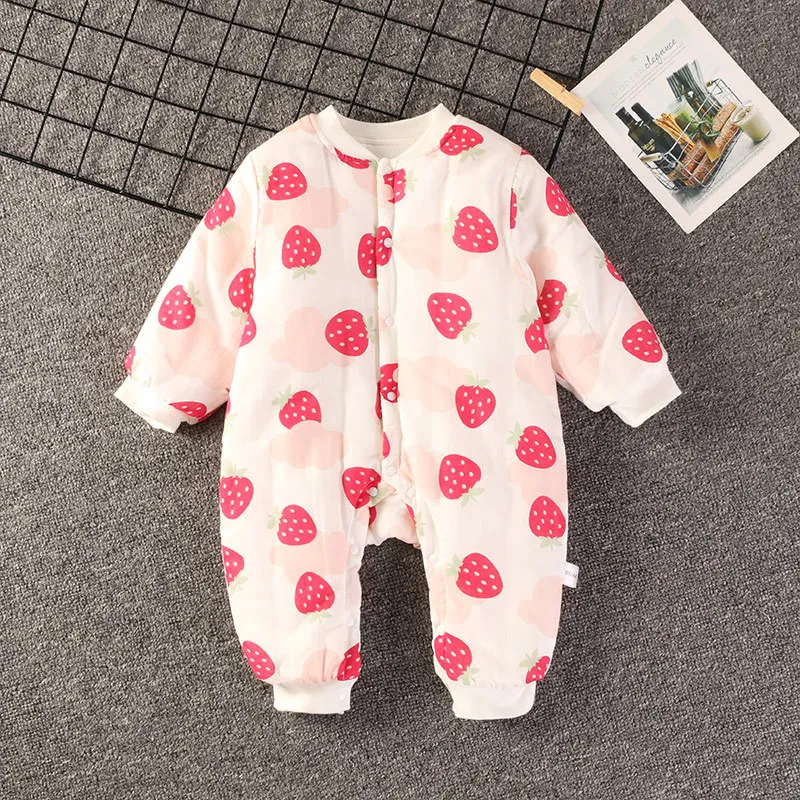 strawberry Зимние детские комбинезоны, утепленный новогодний костюм для мальчиков, теплый комбинезон для девочек, Todderl, детские комбинезоны, одежда - Цвет: strawberry