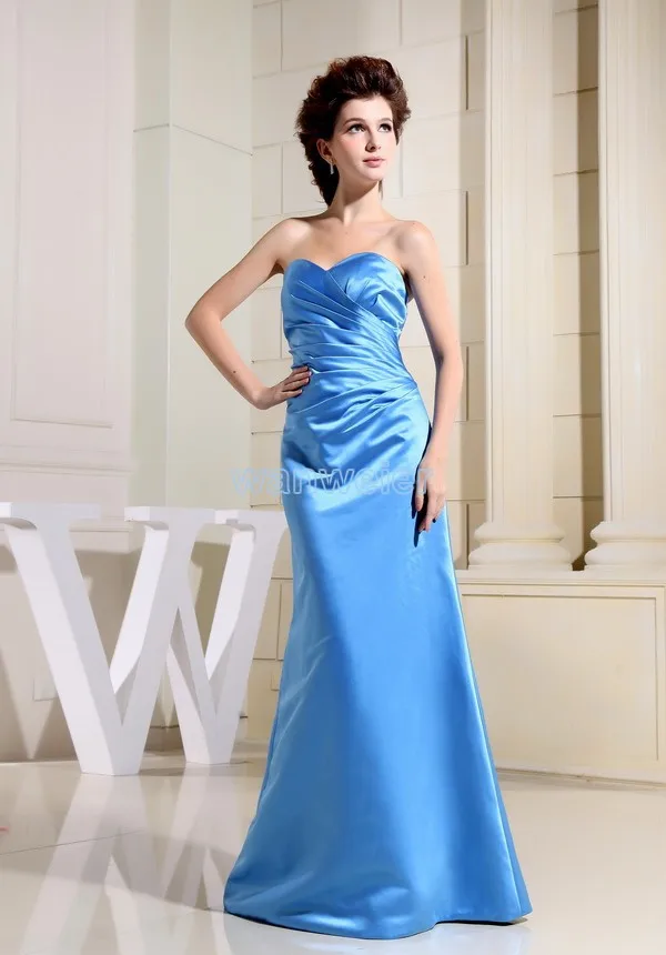 

free shipping 2016 formal dresses blue long new design hot sale brides maid dress beading custom size/color Bridesmaid Dress