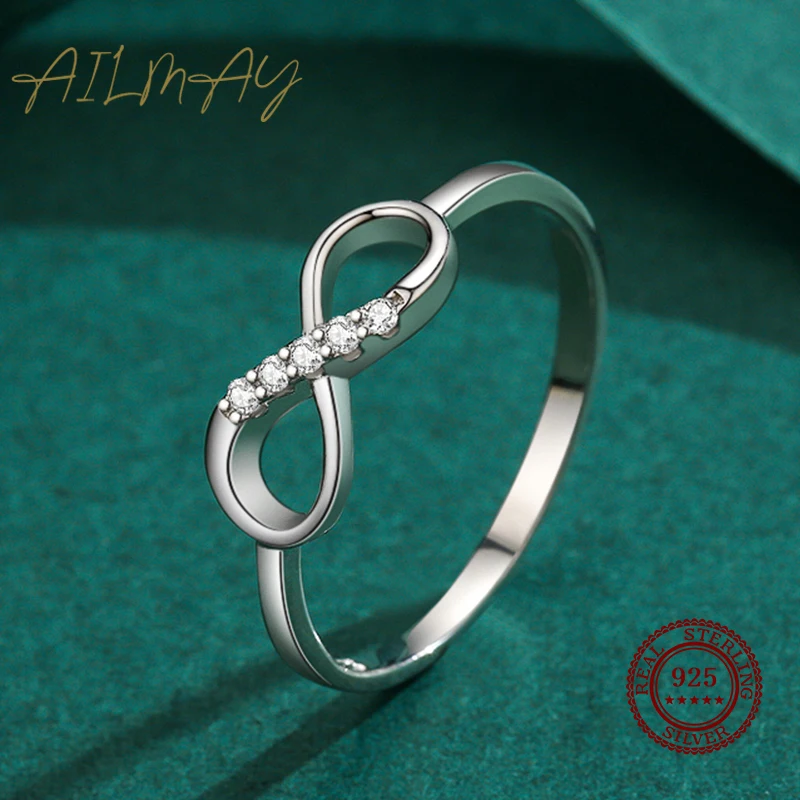 Silver Rings Silver Ring Wedding Rings 925 Sterling Silver Fashionc Infinity Love Fine Cubic Zirconia Ring For Women Romantic Wedding Jewelry