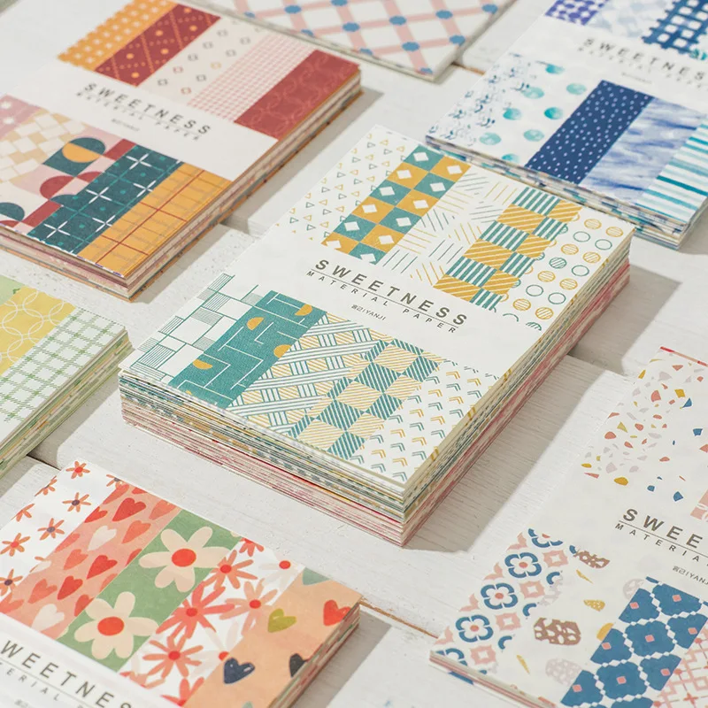 

50 Pcs Vintage Scrapbooking Material Paper Floral Plant Letter Sheet Grid Decoration for Art Project Scrapbooking Diary Album