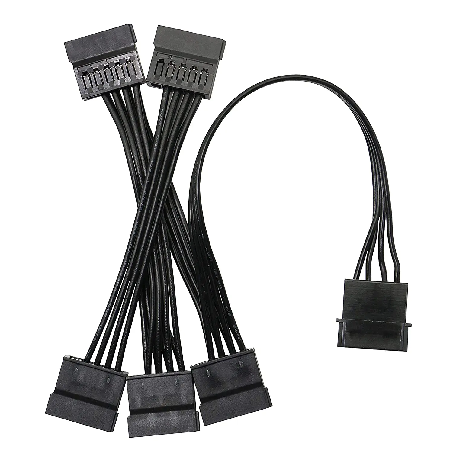 Cavo Adattatore IDE Molex 4 Pin A 5 SATA – 60 Cm, Per Alimentare Fino A 5 Dischi Rigidi O SSD