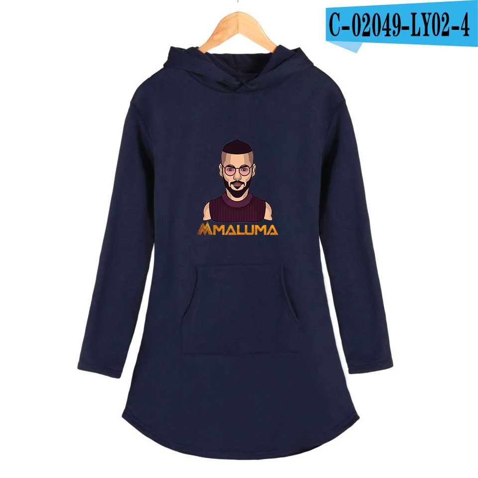 Maluma печать Горячие толстовки Толстовка Женская мода с длинным рукавом Толстовка новая Harajuku уличная - Цвет: navy blue