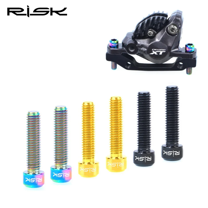 2pcs RISK M6x25mm Screw Titanium Alloy Bicycle Disc Brake Caliper Bolts for MTB
