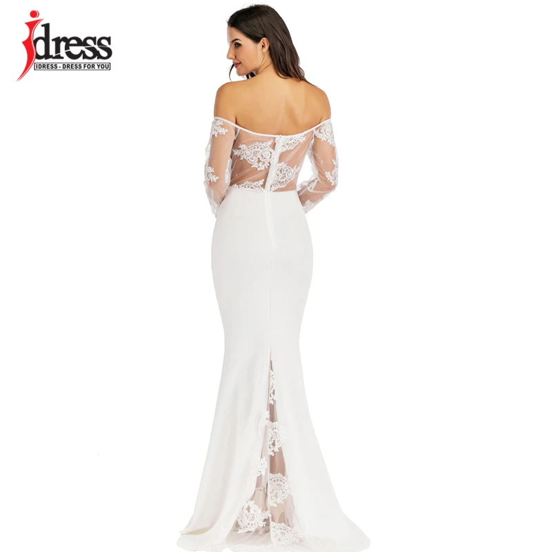 IDress Sexy Slash Neck Off Shoulder Designer Runway Dress Formal Prom Long Dress Women Lace Embroidery Evening Party Dress Long (12)