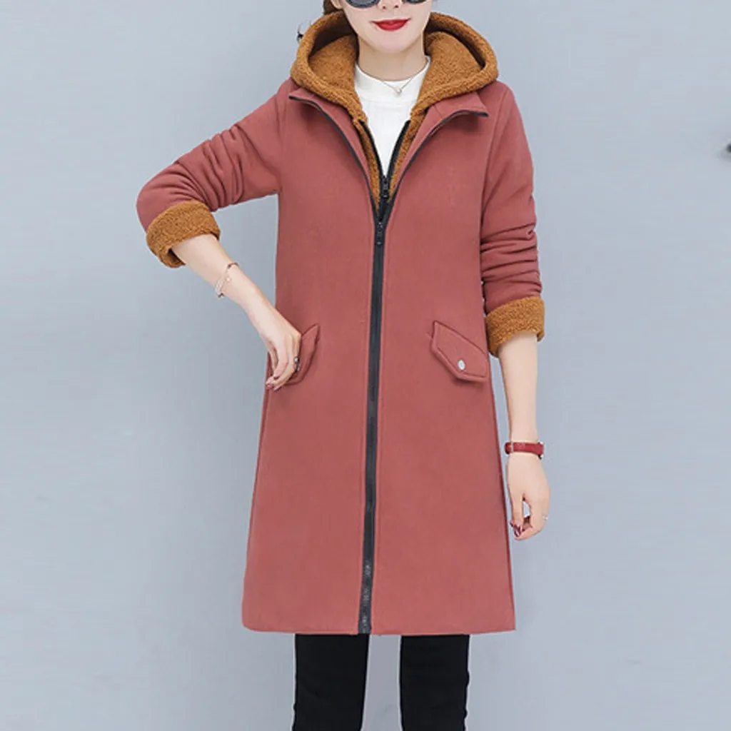Chaqueta manteau femme, зимнее пальто для женщин, свободная верхняя одежда, однотонные куртки с хлопковой подкладкой, пальто с карманами, abrigos mujer invierno