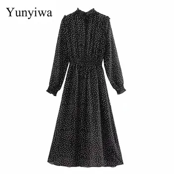 

2020 Women's New Long Sleeve Polka Dot Long Dress Casual Women Dresses Party Long Loose Maxi Dress Elegant Vestidos