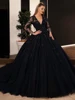 LORIE Ball Gown Black Wedding Dresses Sequin Lace Appliques Bridal Gowns with Long Sleeve Lace-up Princess Party Dress Plus Size ► Photo 3/5