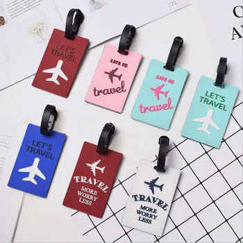 

Fashion Aircraft Letter Luggage Tag Silica Gel Suitcase ID Address Holder Baggage Boarding Tag Portable Label