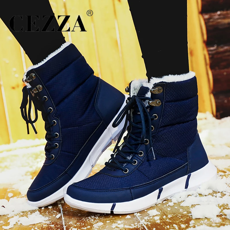 CEZZA; коллекция года; зимние ботинки; женские зимние ботинки; ботильоны на платформе; женская теплая обувь на меху на плоской подошве; водонепроницаемые женские ботинки для дождливой погоды; походные ботинки