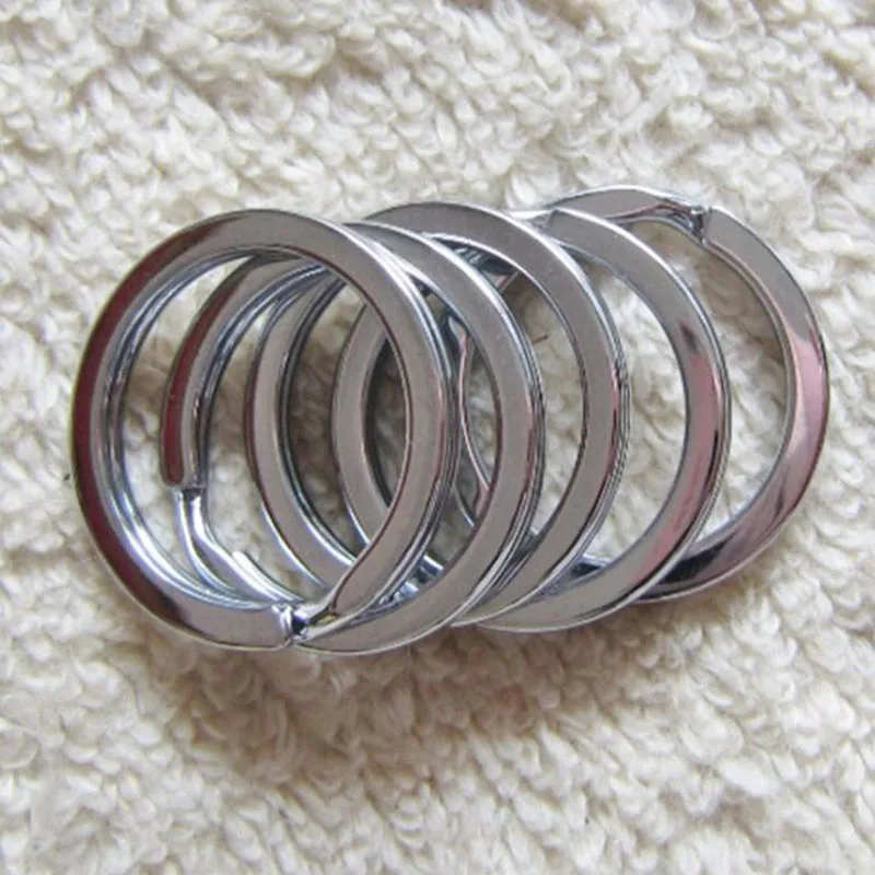 LLavero de Acero inoxidable plano para hombre y mujer, llavero de 20MM, 25MM, 28MM, 10 unidades por paquete