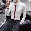 Black Red Striped Shirt Men 2022 Autumn Korean Slim Stripe Decoration Solid Color Shirt Men Long Sleeve Social Club Party Shirt ► Photo 3/5