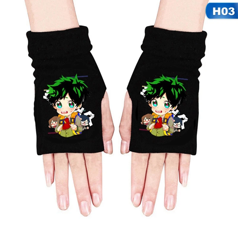 Аниме Мой герой Academy Finger хлопчатобумажные вязаные перчатки на запястье перчатки на половину пальца рукавица аксессуары для влюбленных Косплей Плюшевые восхитительные - Цвет: H03