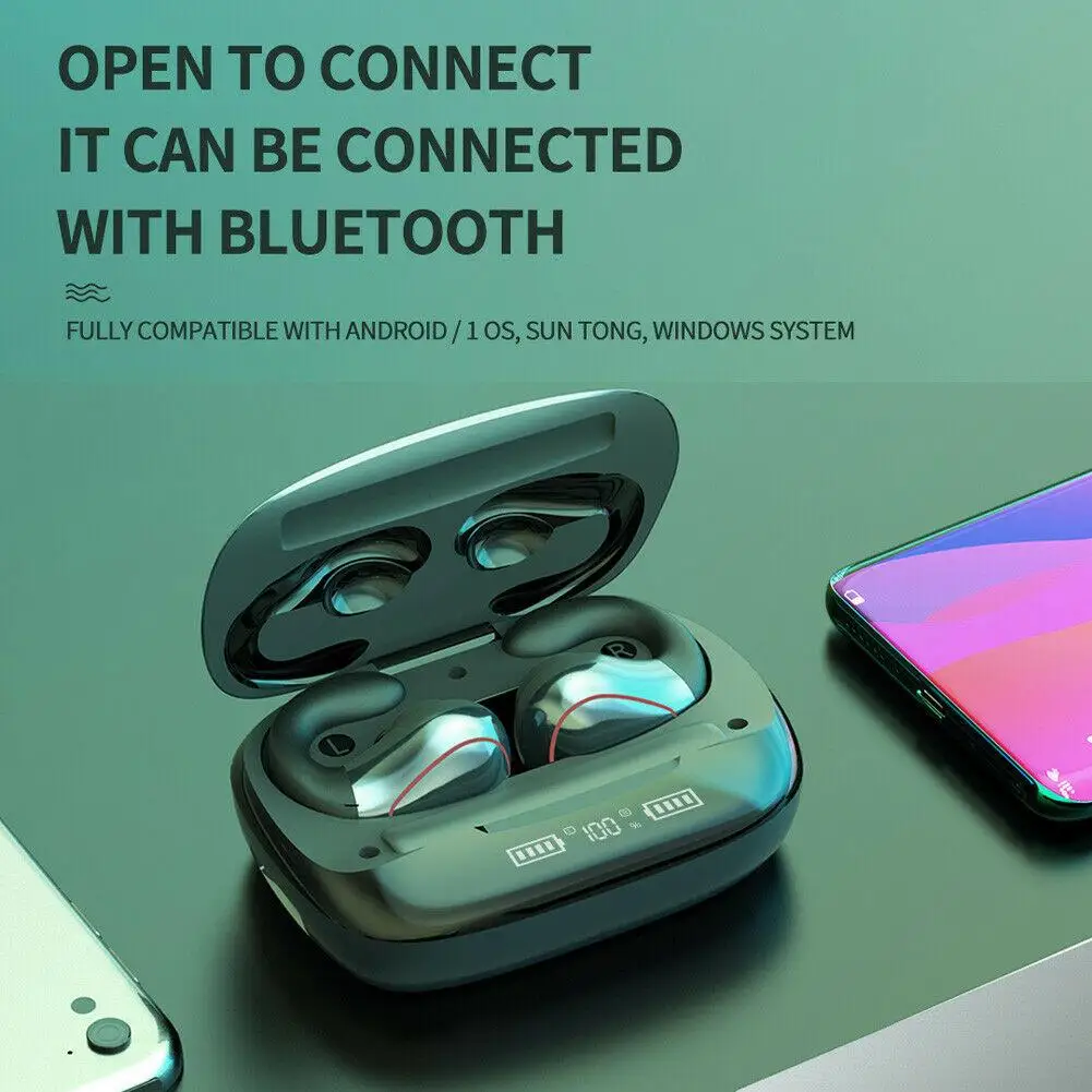 TWS Wireless Headsets Bluetooth Stereo Music Earphones Mini Earbuds Handsfree with Mic for iPhone Android Cell Phones