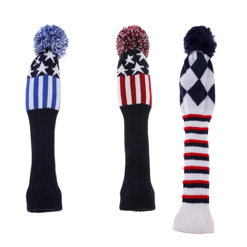 3-Pack Pom Pom Golf Headcover Suitable for Driver or Fairway Wood Premium Knitted Head Covers Golf Equipment