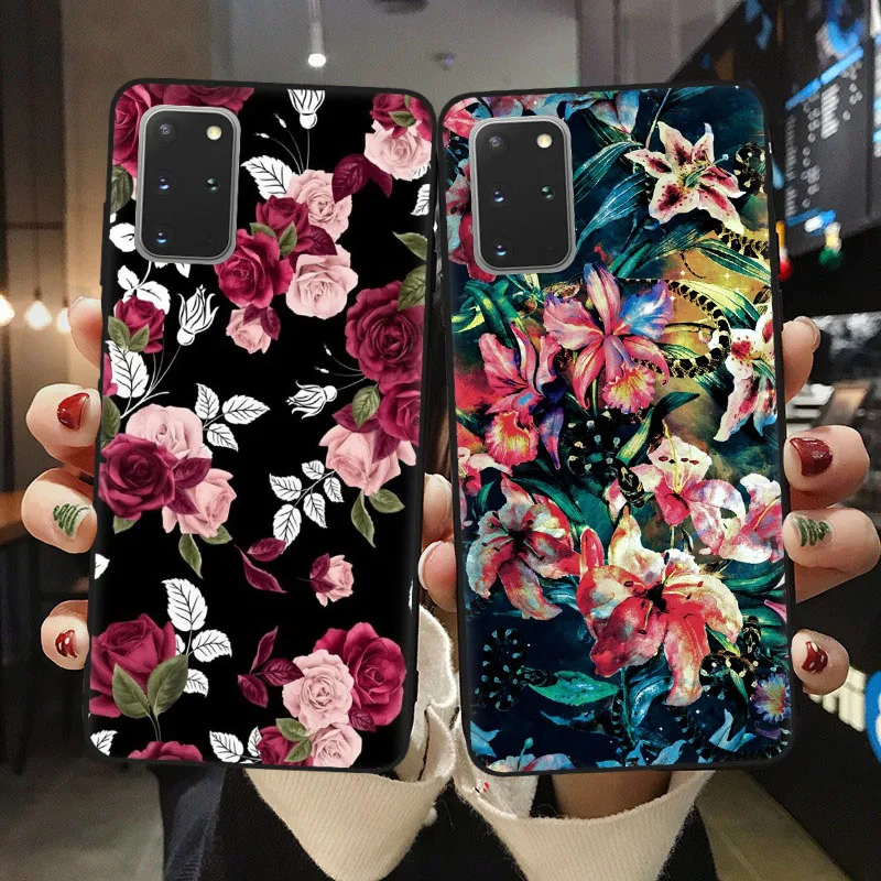 Мягкий чехол для телефона Samsung S20 Plus с тропическими цветочными растительными