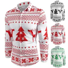 Мужская Рождественская тематическая рубашка, осенняя модная повседневная Рождественская рубашка с длинными рукавами и принтом, рубашка, camisa masculina, Прямая поставка#2435