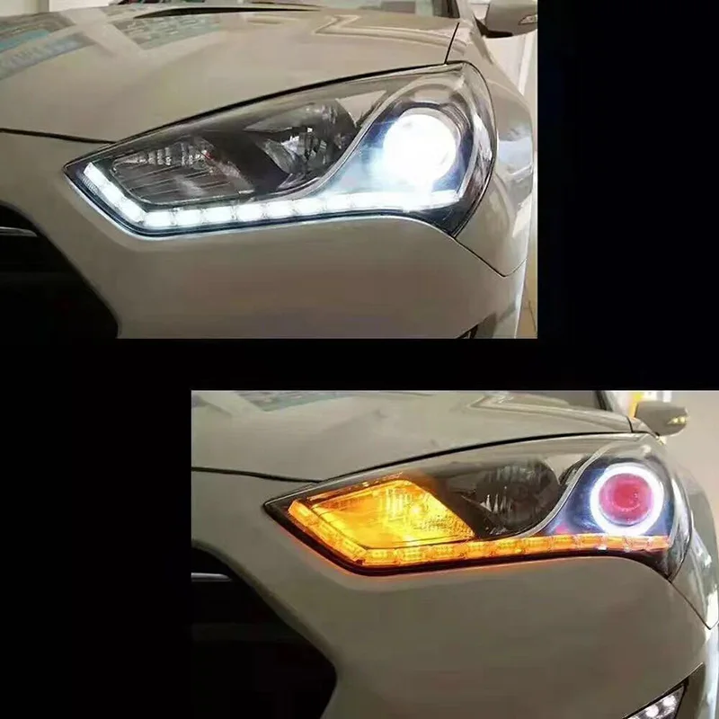 2X24 V фара Flasher цвет DRL поток поворотов гибкий белый/янтарный переключаемый вождь-рыцарь полосы света автомобиля Стайлинг