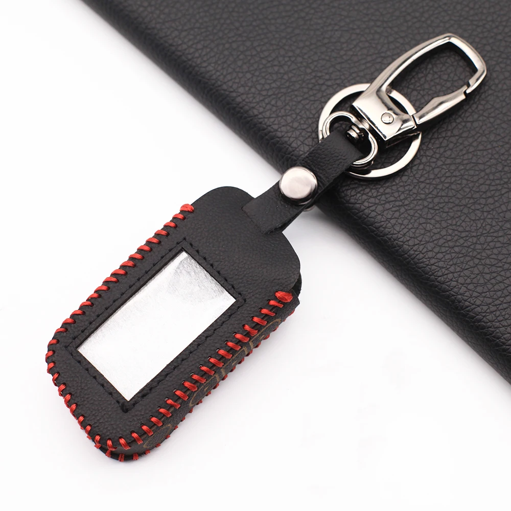 Key Case Key Case Cover Car Key Shell Remote Control Case Cover 100% Leather Key Case For Starline A93 A63 Car Alarm Remote Controller LCD Keychain Cover Accessories
