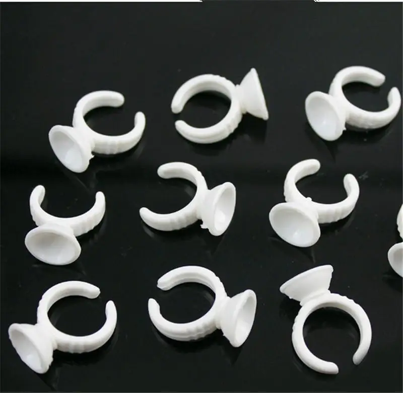 100pcs Disposable Eyelash Extension Glue Holder Tattoo Adhesive Pigment Holders Ring