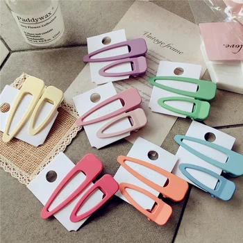 

Girls Matte Hair Clips for Hair Styling Cute Scrub Snap Clip Pin Children Women Kids Hairpins Metal Triangle Color 2pcs/set