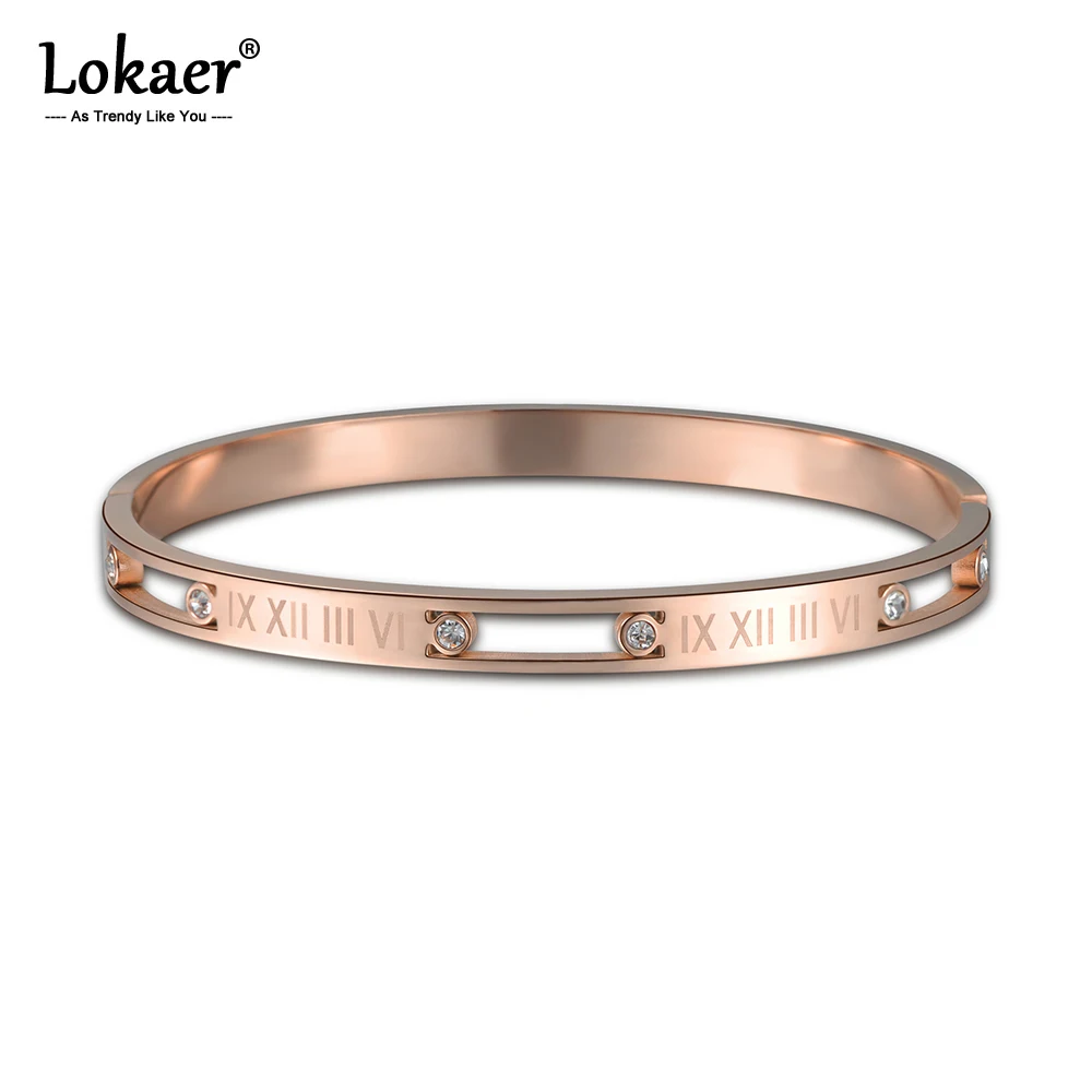 Lokaer титановые браслеты из нержавеющей стали ювелирные изделия римский алфавит