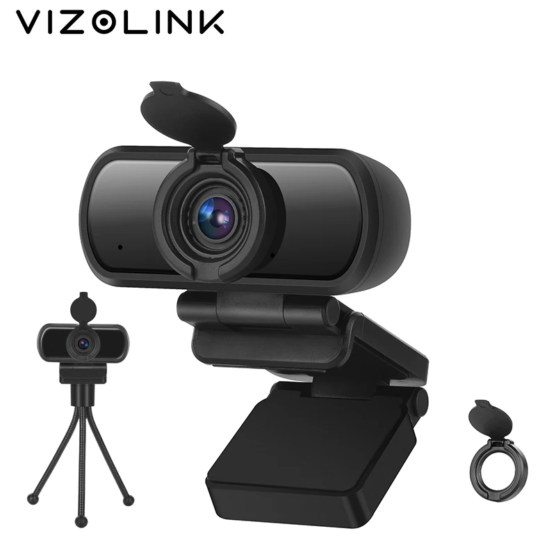 Веб-камера VizoLink 1080P, 200 Вт, широкоугольная, Full Hd, 110 °, со штативом для микрофона 