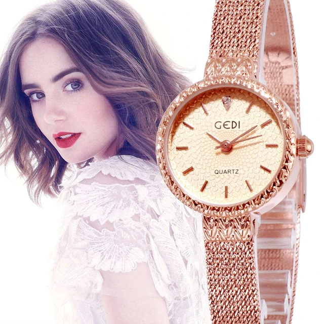Relojes elegantes y estrechos para mujer, reloj de vestir informal Simple,  resistente al agua, de acero