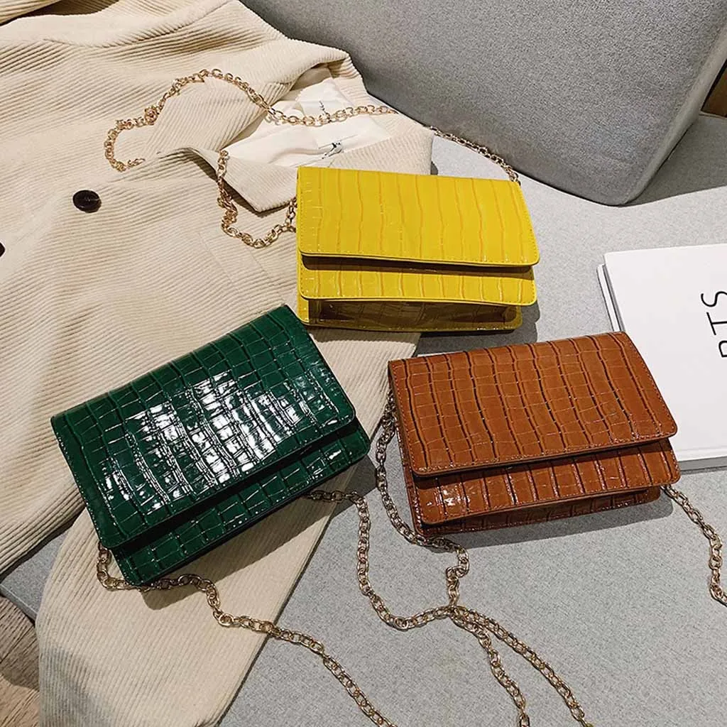

Solid Color Women Pattern Shoulder Messenger Bag Simple Chain Elegant Women Handbag Exquisite Girls Original Small Square Bag #T